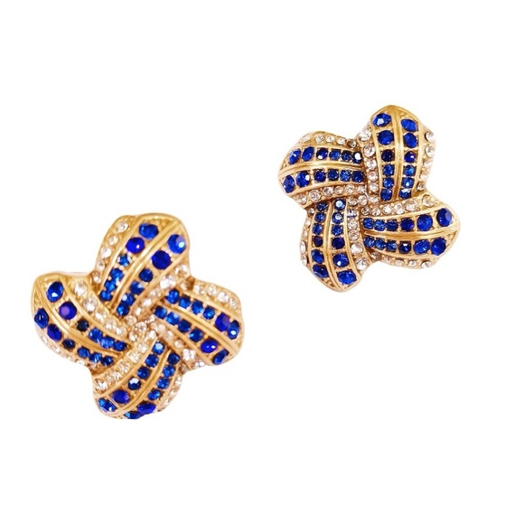 Anthropologie Jewelry - Cubic Zirconia Statement Stud Earrings – Blue & Clear Crystals ✨